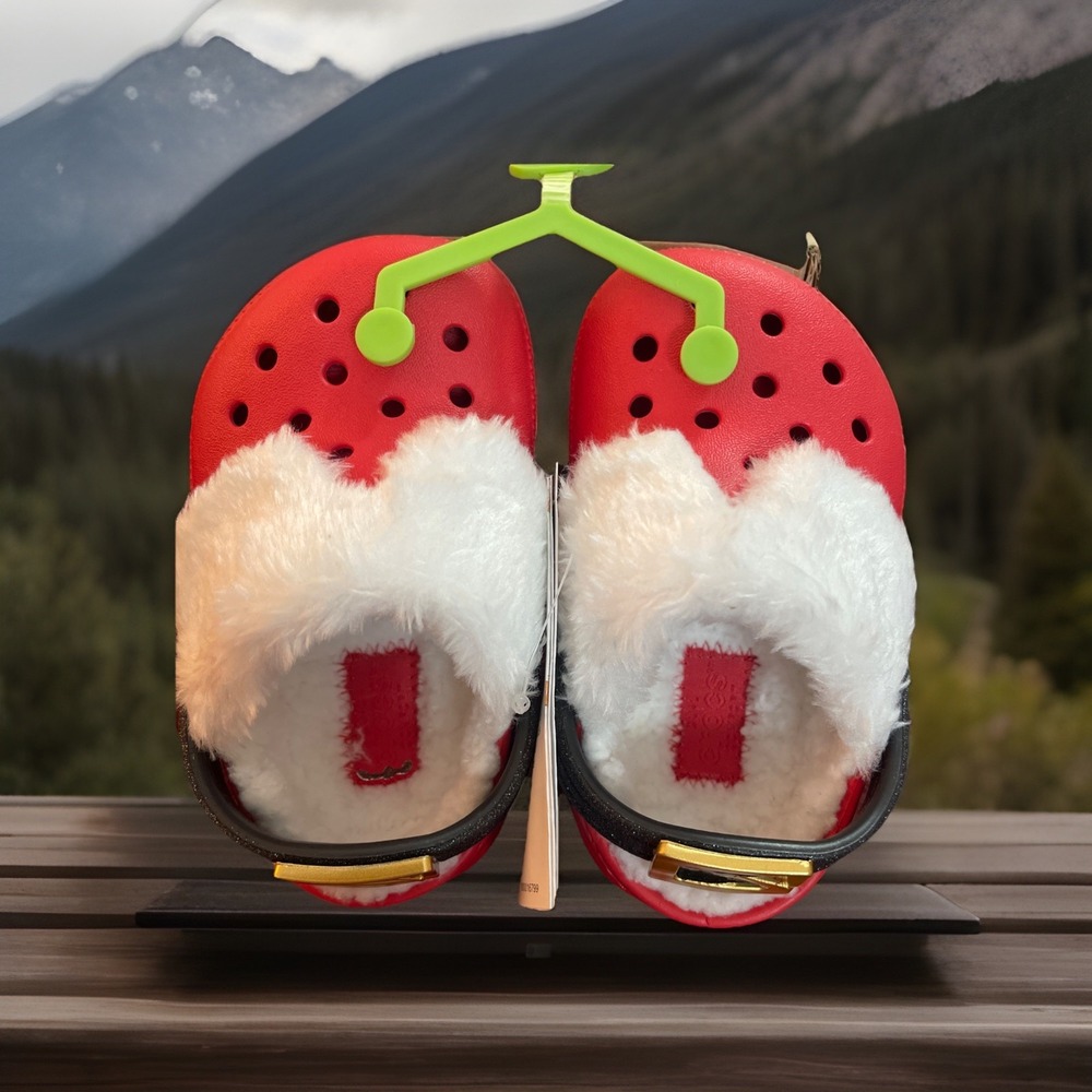 NWT Crocs Classic Lined Santa Sz C5 Santa 210932-6WE Clog Toddler Red Shoes